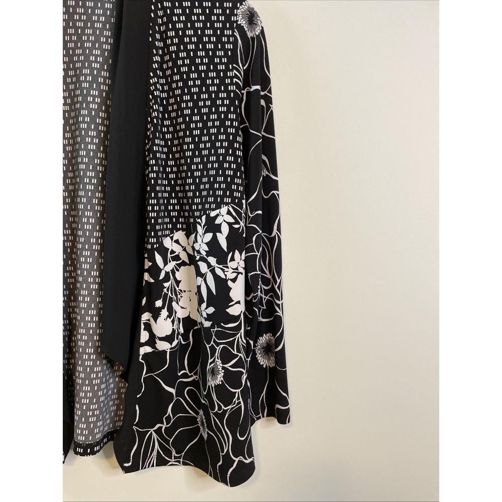 Susan Graver Small Black White Floral Open Front Cardigan Top Career - Picture 5 of 9